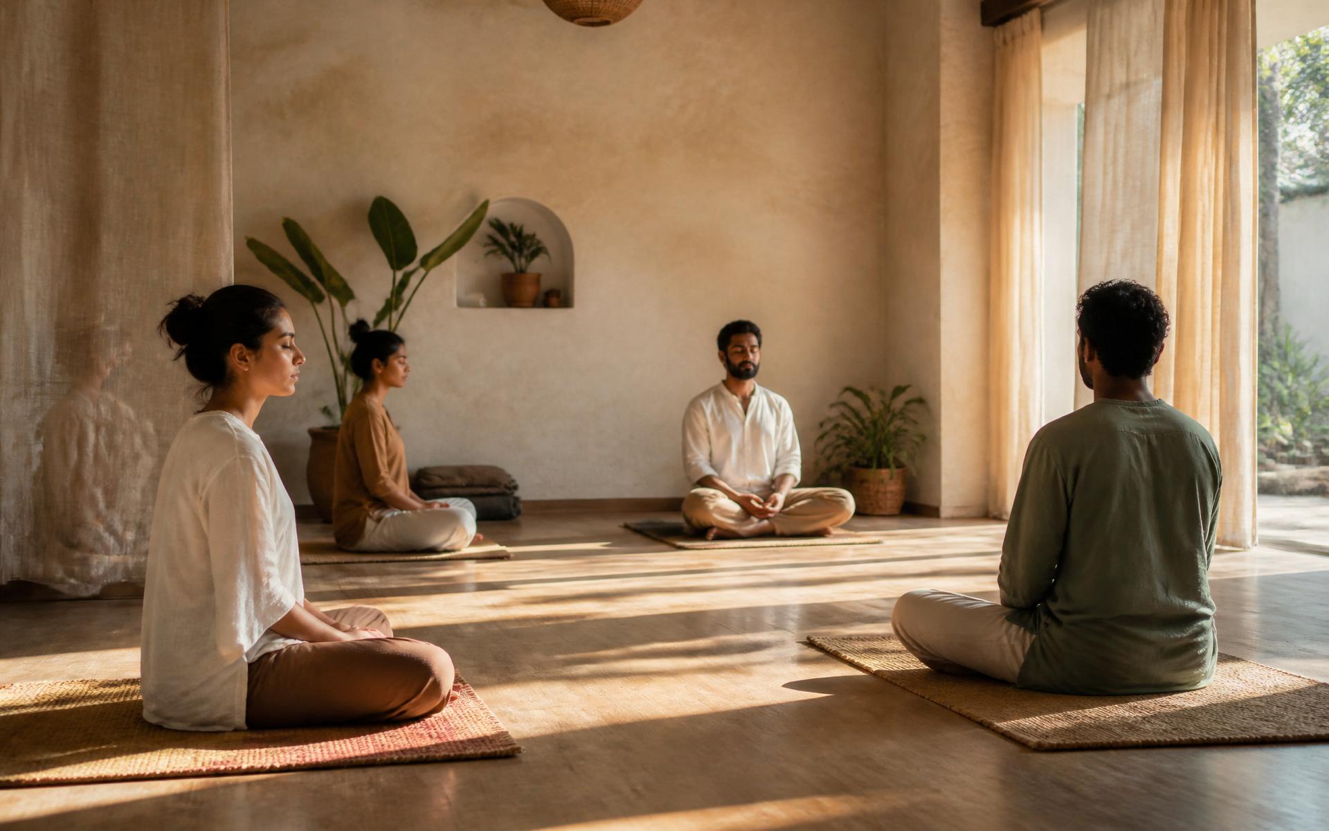 Morning practice in a sunlit studio at PRAANAH